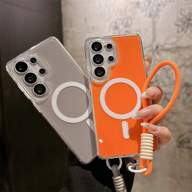Magnetische Handyhülle mit Handgelenkschlaufe für Samsung Galaxy Modelle in Weiß - Bild 1