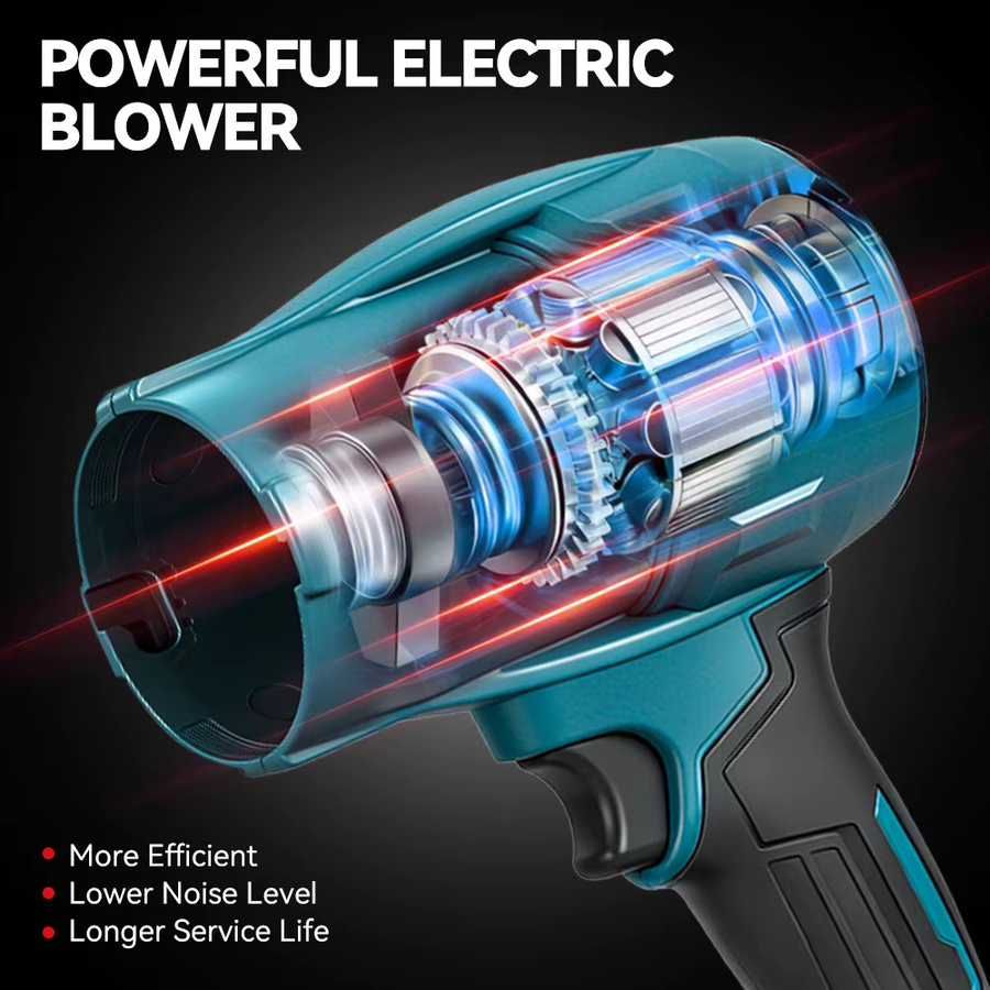 ONEVAN Bürstenloses elektrisches Turbo Gebläse Jet Fan 3500 W mit 300000 RPM für Makita 18 V Akku, Blau - Bild 4