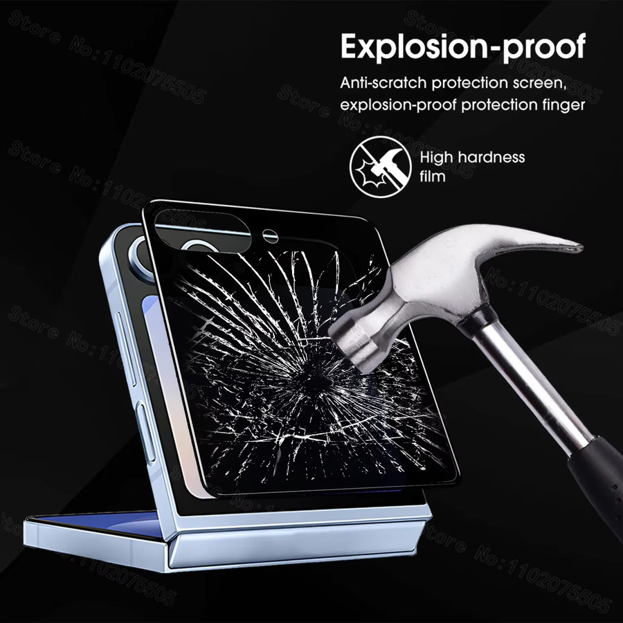 9in1 Sichtschutzfolien Set aus gehärtetem Glas für Samsung Galaxy Z Flip 7, 6, 5 und 7 FE inklusive Kameraobjektivschutz, transparent - Bild 3