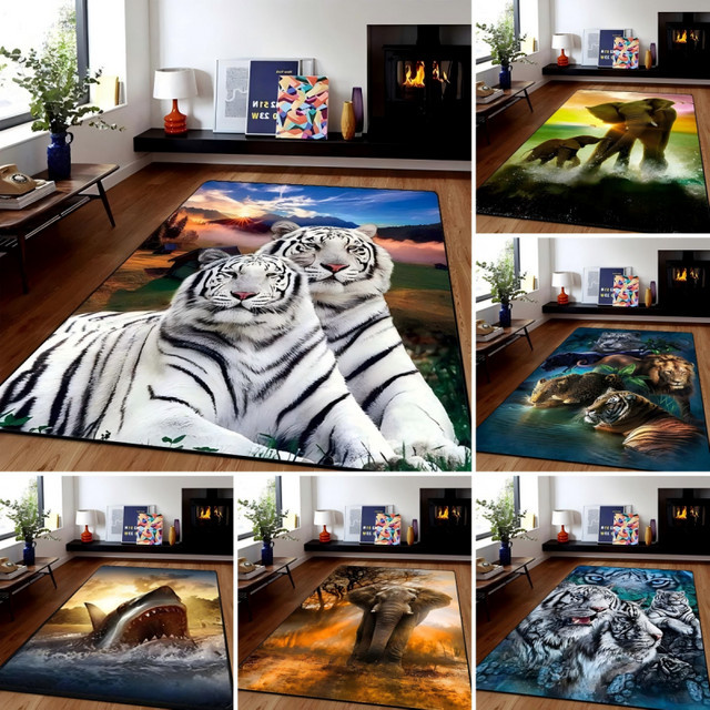Moderner 3D-Tier-Teppich aus Kunstfell in Mehrfarbig für Wohnzimmer, Schlafzimmer oder Küche - Bild 1