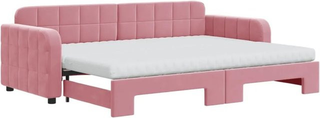 vidaXL Tagesbett ausziehbar mit Matratze in Rosa aus Samt, B/T/H: 200 x 80 x 71 cm - Bild 1