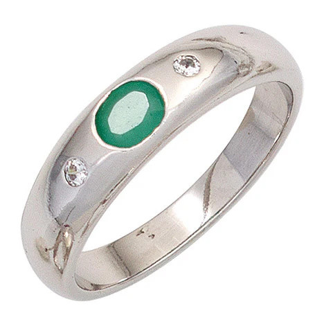 Colfem Ring 925 Silber, Smaragd, Zirkonia, Damen, Ringgröße 56 - Bild 1