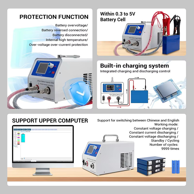 ecoflypower Einkanaliger Batteriekapazitätstester 50A 5V Einstellbar für Li-Ion und LiFePo4 zur Kapazitätsmessung mit Lade- und Entladefunktion - Bild 7