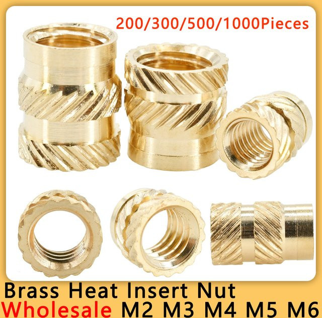 HUI JI Messing-Einsatzmuttern für 3D-Druck, Wärmemetrische Gewinde M2 M3 M4 M5 M6, Farbe: Gold/Messing - Bild 1