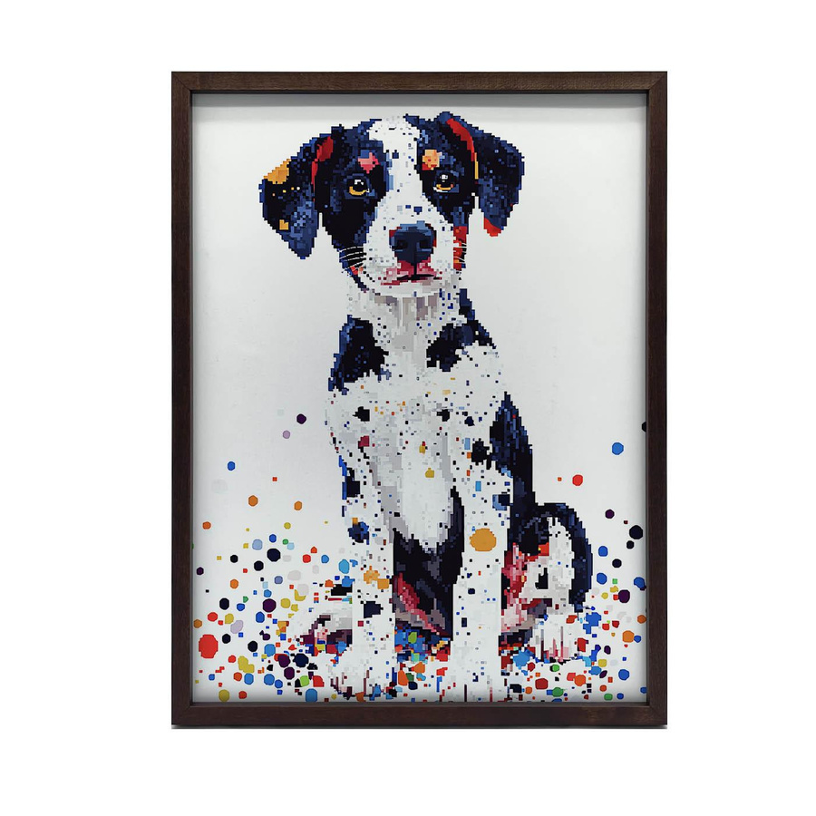 Premium-Leinwand mit Hund im bunten Mosaik-Design von Marcin Zbijowski, B/H: 30 x 40 cm - Bild 2