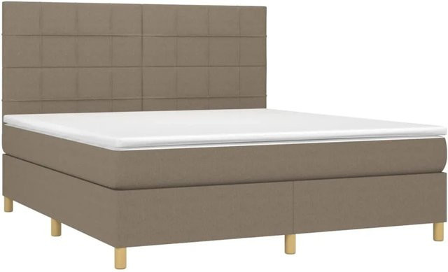vidaXL Boxspringbett mit Matratze und LED in Taupe, Hybrid-Bett mit USB-Anschluss und Taschenfederkern, B/T/H: 180 x 200 x 118 cm - Bild 1