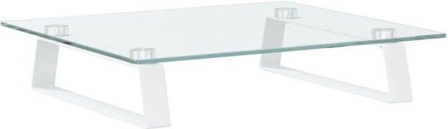 vidaXL Monitorständer aus Hartglas und Metall in Weiß, B/T/H: 40 x 35 x 8 cm - Bild 1