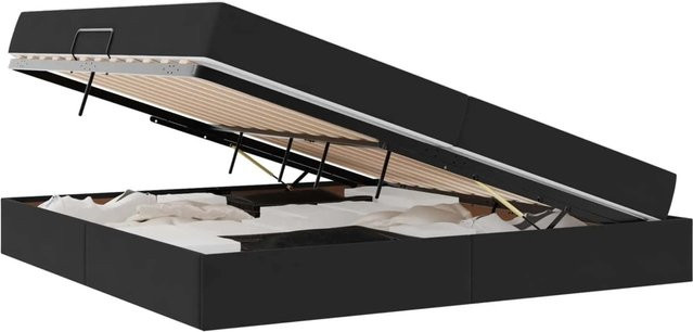 vidaXL Stauraumbett mit Matratze in Schwarz aus Samt, B/T/H: 200 x 200 x 43,5 cm - Bild 1