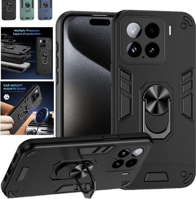 Fundas Coque Stoßfeste Schutzhülle mit Ringständer für Xiaomi 17T, 15T Pro und Mi 15 5G in Schwarz und Blau - Bild 1