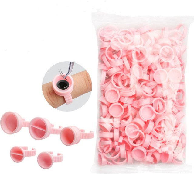 myaokue-up Wimpern Kleber Ringe, 500 Stück, Rosa - Bild 1