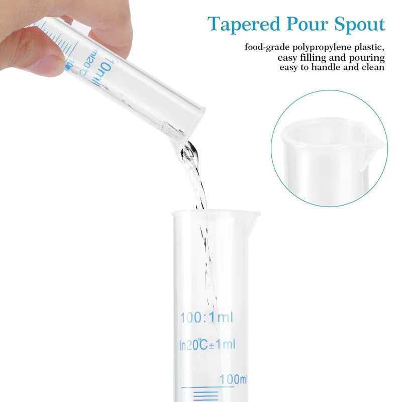 Transparenter Kunststoff Messzylinder für Labor und Chemie in verschiedenen Volumina von 10 ml bis 500 ml - Bild 1
