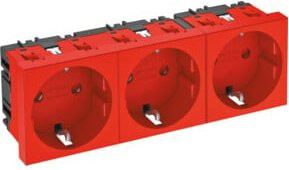 OBO Bettermann Steckdose 0 Grad, 3-fach Schutzkontakt STD-D0 SRO3, Rot - Bild 1