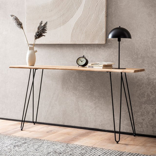 Konsolentisch FineBuy Anrichte aus Massivholz mit Baumkante in Braun, Breite: 150 cm - Bild 1