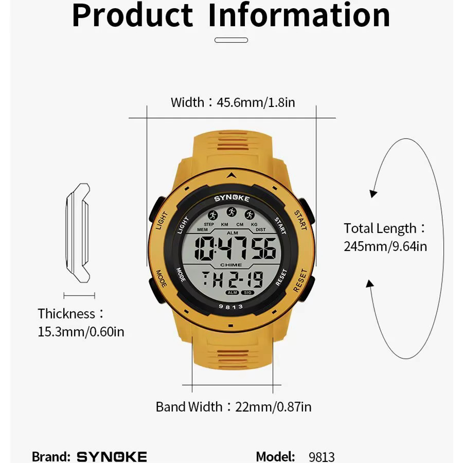 Synoke Digitaluhr, Silikon, Schwarz, Herren, wasserdicht - Bild 4