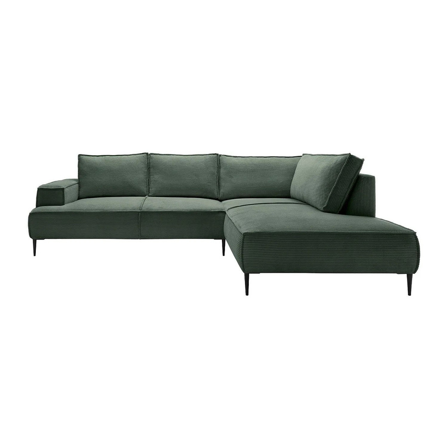Vente-unique Ecksofa Gineto in Tannengrün mit Cord-Bezug, Breite: 275 cm - Bild 2