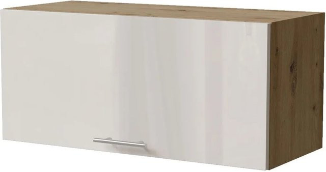Feldmann-Wohnen Klapphängeschrank Brerra W4B/80 in Eiche Artisan und RAL 9001 Creme Hochglanz mit Gasdruckdämpfer, B/T/H: 80 x 32,5 x 36 cm - Bild 1