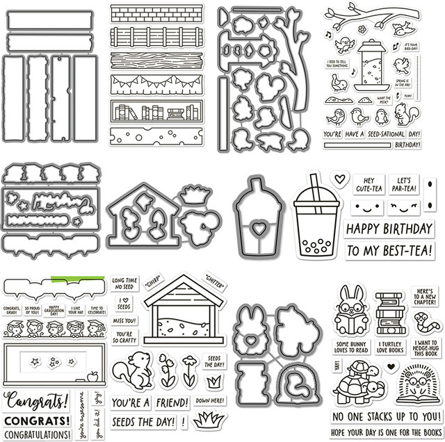 Hinterhof-Vogelhäuschen Stempel-Set mit Metall-Stanzform für DIY-Handwerk, Scrapbooking und Dekoration, transparent - Bild 1