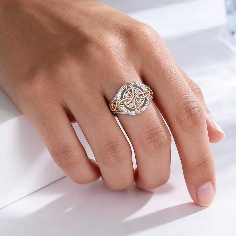 YILUOCD Ring, silberbeschichtet, Zirkonia, Damen, Vintage - Bild 2