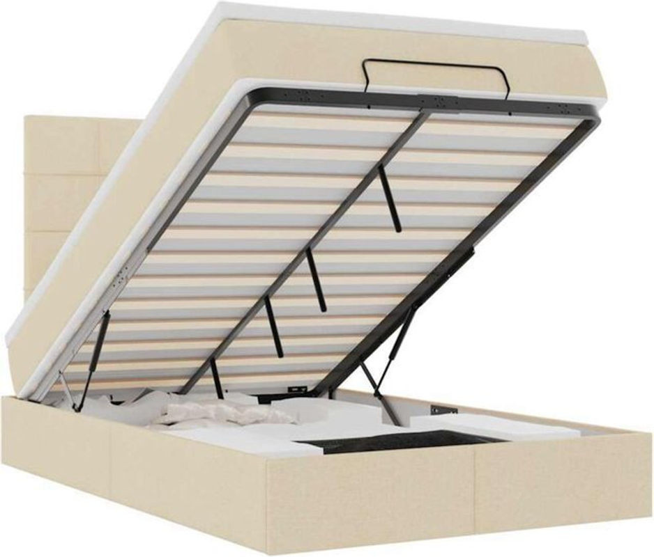 vidaxl Ottoman Polsterbett mit Matratze in Beige aus Stoff und Metall B/T/H: 120 x 200 x 128 cm - Bild 1