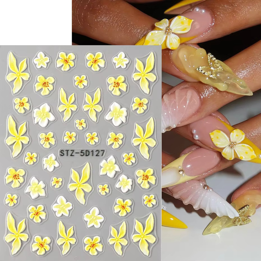 Full Beauty Nagelaufkleber Frangipani Blumen, Gelb, 2 Stück - Bild 2