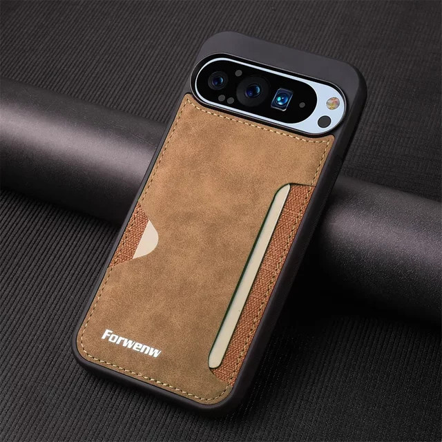 Retro Leder Handyhülle mit Kartenhalter und Brieftaschenfunktion für Google Pixel 10 Pro XL, Pixel 10 Pro, 9A und 9 Pro XL in Schwarz - Bild 1