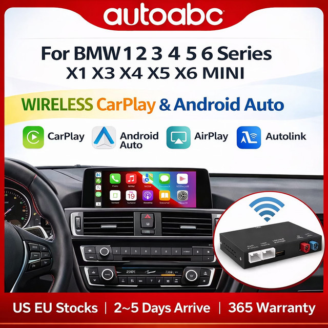 AUTOABC Kabelloses CarPlay und Airplay Interface für BMW NBT CIC EVO sowie MINI mit Android Auto Unterstützung in Schwarz - Bild 1