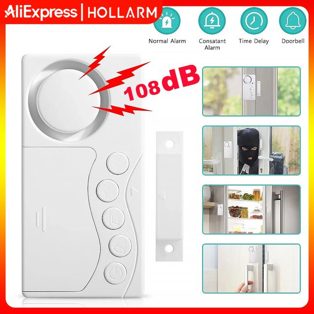 Hollarm Sicherheitsalarm für Kühlschrank, Tür und Fenster in Weiß mit Magnetsensoren und Diebstahlschutz - Bild 1