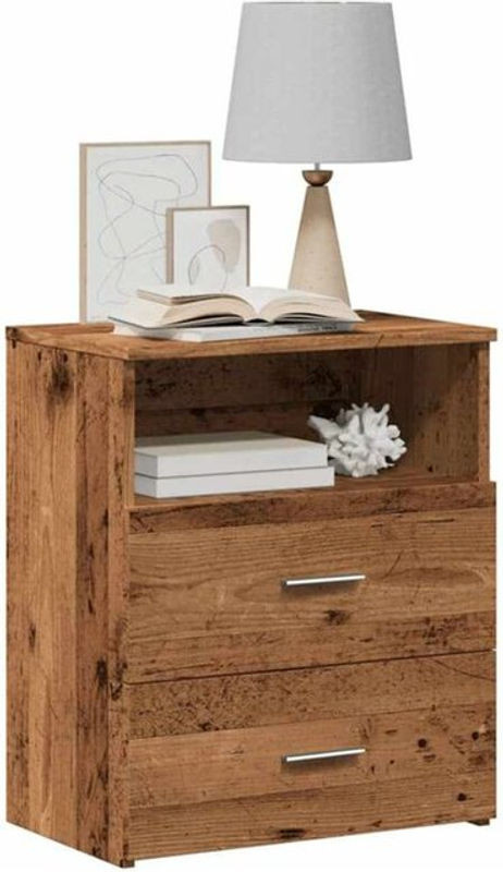 Vidaxl Set aus 2 Nachttischen in Altholz-Optik, Braun, Landhausstil, B/T/H: 50 x 32 x 60 cm - Bild 1