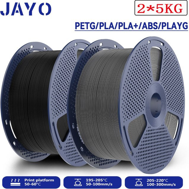 JAYO 3D-Drucker Filament Set in Schwarz, 2 Rollen à 2,5 kg, 1,75 mm Durchmesser, geeignet für PLA, PLA+, PETG, ABS und PLA Matt - Bild 1