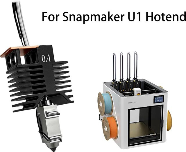 Snapmaker U1 Hot-End-Kit für FDM 3D-Drucker mit 0,4 mm Düse, 24 V, 48 W und Keramikblock in Schwarz - Bild 1