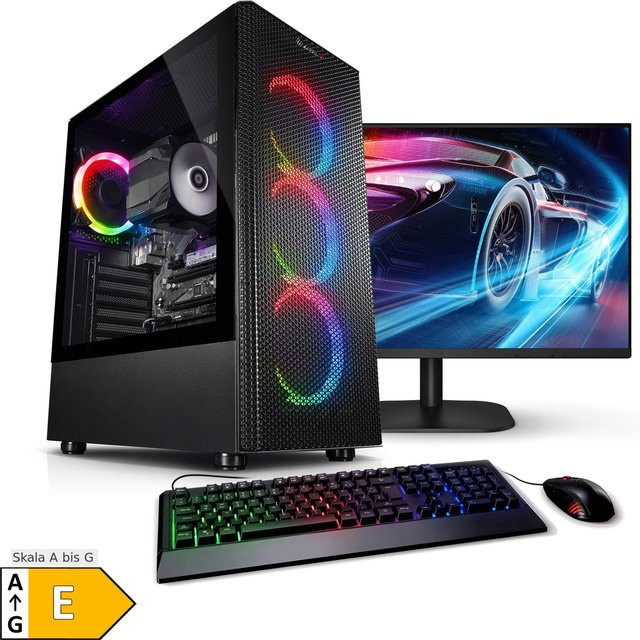 Kiebel Gaming PC Set mit 27 Zoll TFT Viper V Monitor, AMD Ryzen 5 5600GT, 16GB DDR4, AMD Vega Grafik, 500GB SSD, WLAN, Windows 11, Schwarz - Bild 1