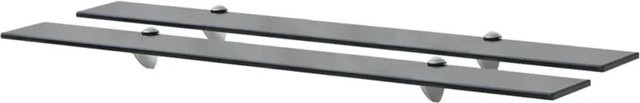 vidaXL Schweberegale aus gehärtetem Sicherheitsglas in Schwarz, 2 Stück, B: 90 cm, T: 20 cm - Bild 1