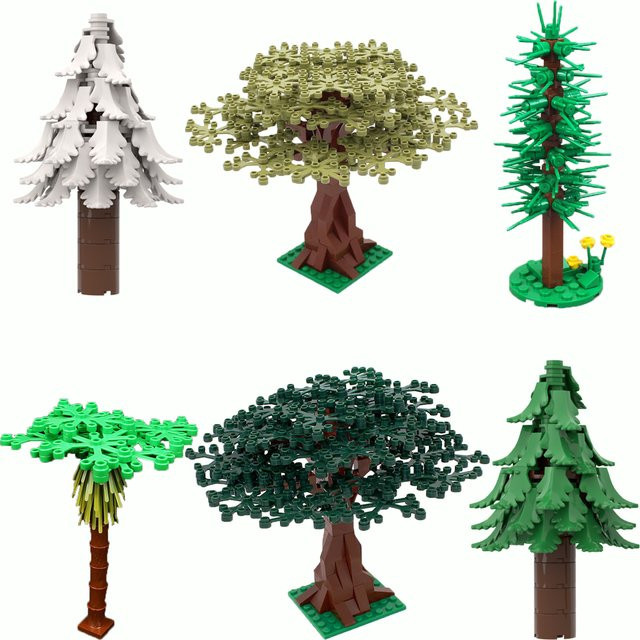 BRICKPANDA MOC Pflanzen- und Baumteile Set aus Kunststoff in Grün für kreative Stadtbausteine und Natur-Modelle - Bild 1