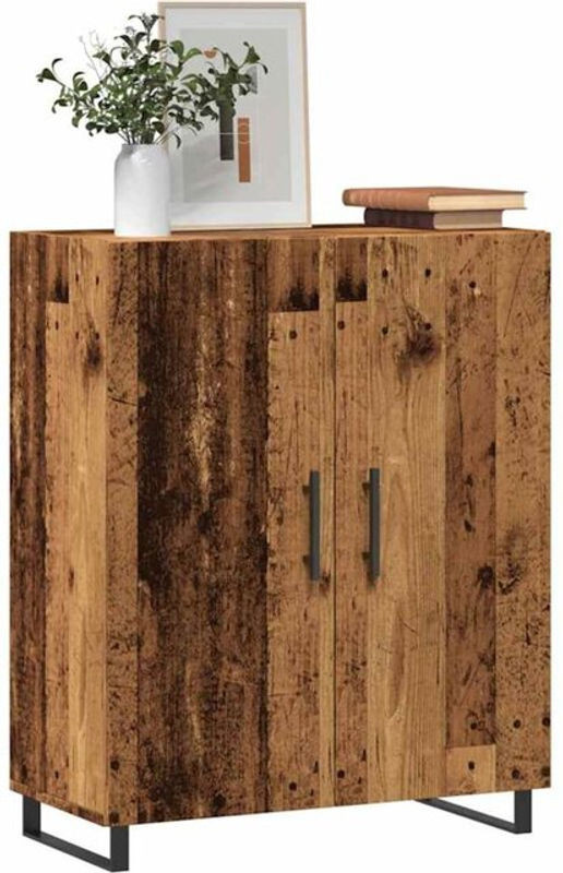 Sideboard Vidaxl in Altholz-Optik Braun im Industrial-Stil aus Holzwerkstoff und Metall, B/T/H: 69,5 x 34 x 90 cm - Bild 1