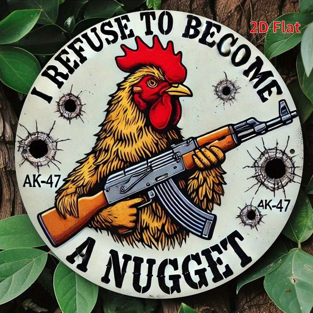 Potdemiel Metallschild Chicken Nugget I Weuse to Become a Chicken Nugget rund, Mehrfarbig, Durchmesser: 20,0 cm - Bild 1