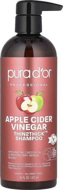 Pura D'or Thin2Thick Apfelessig Shampoo, 473 ml, für coloriertes Haar - Bild 1