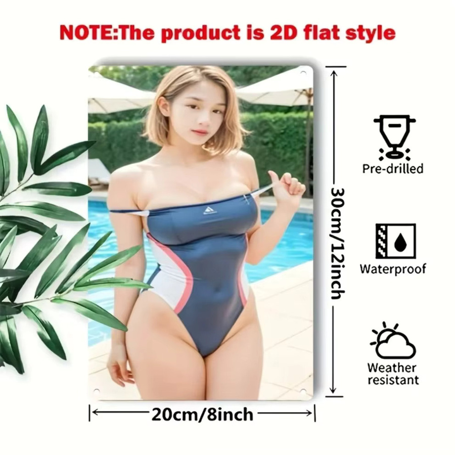 Metallposter Korean Beauty Bikini von CIFBUY, rostfreie Wandkunst für dein Zuhause, B/H: 30,0 x 20,0 cm - Bild 2