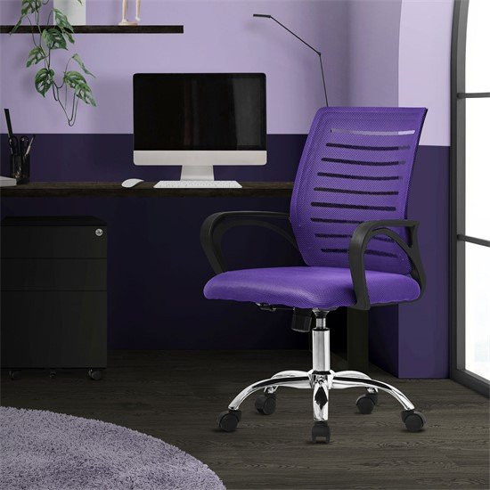 ML-Design Ergonomischer Bürostuhl in Lila mit Armlehnen und Rollen aus Polyester Mesh - Bild 1