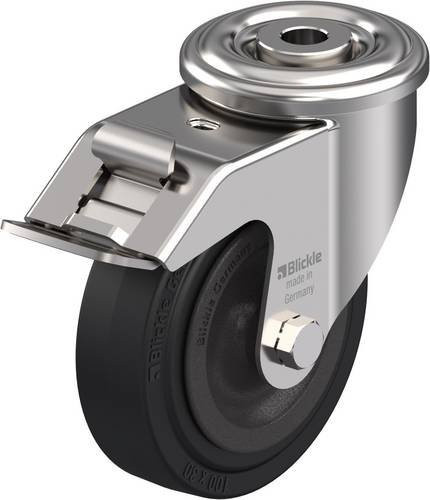 Blickle Lenkrolle LIXR-VKHT 100G-FI-OF mit Feststeller in Schwarz und Silber aus Edelstahl, Rad-Durchmesser: 100 mm, Tragfähigkeit: 100 kg - Bild 1