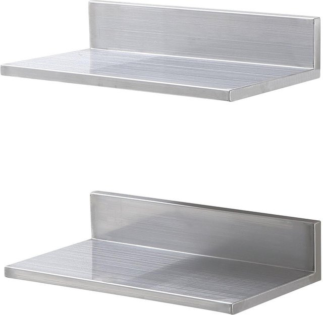 Buying Solutions, MB Wandmontiertes Edelstahlregal in Silber mit Rückwand, Schwerlast-Regal für Küche und Wohnzimmer, B/H/T: 40,6 x 21,8 x 20,0 cm - Bild 1