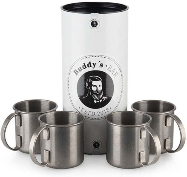 Buddy’s Bar Moscow Mule Becher aus Edelstahl, 4er-Set, silber, Durchmesser: 9 cm, Höhe: 9 cm - Bild 1
