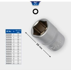 Brilliant Tools 3/8 Zoll Sechskant-Stecknuss 10 mm aus Chrom-Vanadium in Silber - Bild 1
