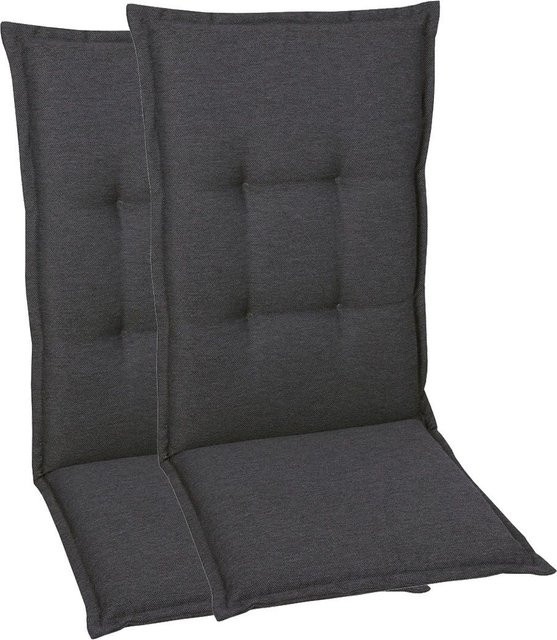 GO-DE TEXTIL Gartenauflage Uni für Hochlehner, 2er Set, Anthrazit - Bild 1