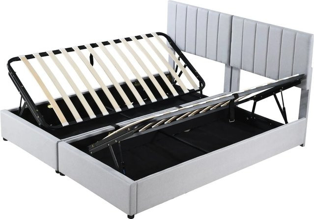 okwish Polsterbett für Kinder in Grau mit Bettkasten, B/T/H: 180 x 200 x 203 cm - Bild 1