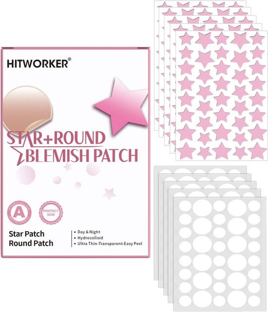 Hydrogel-Patch Gesicht, 380 Teile, Stern und rund, transparent und rosa, Unisex - Bild 1