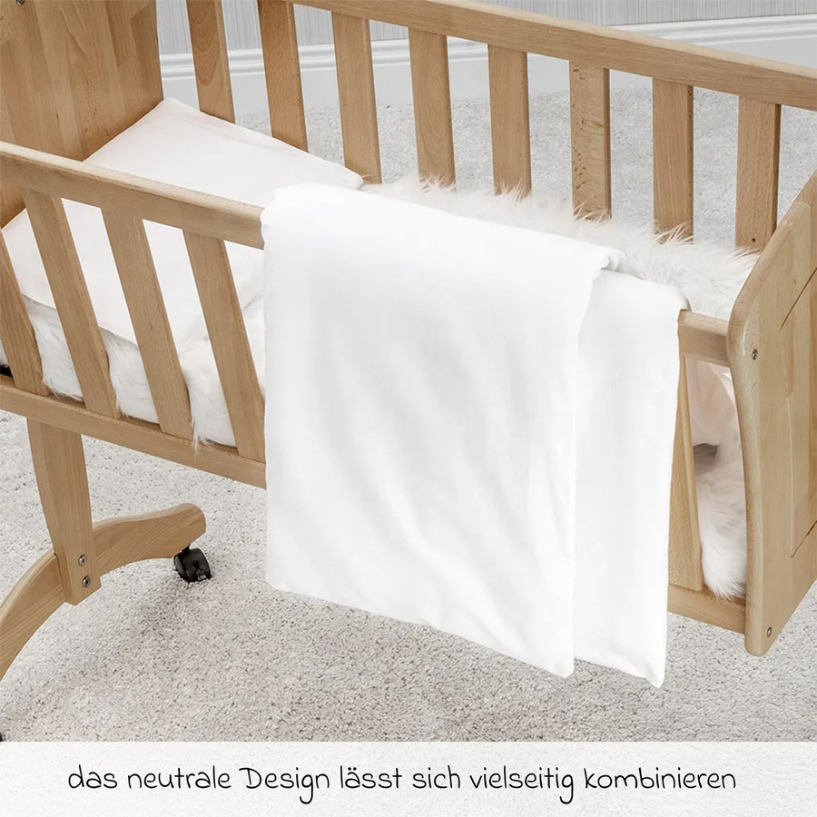 Makian Bettwäsche Set aus Baumwolle in Weiß, bestehend aus Bettbezug und Kissenbezug, B/T/H: 80 x 80 cm - Bild 2