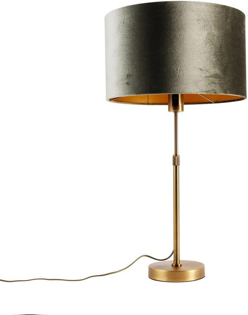 QAZQA Tischleuchte in Bronze mit grünem Samtschirm und höhenverstellbarem Design - Bild 1
