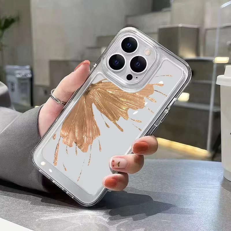 Transparentes iPhone Case mit Gold Schmetterling Design für iPhone 15 14 13 12 11 Pro Max XS XR X 7 8 Plus SE 2020 - Bild 3
