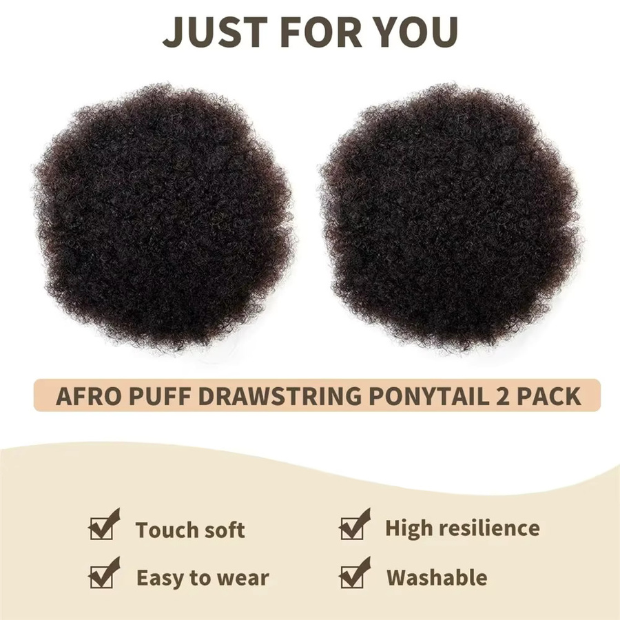 Dula A Hair Echthaar Afro Puff Kordelzug, Lockiges Haar, Kinder - Bild 2