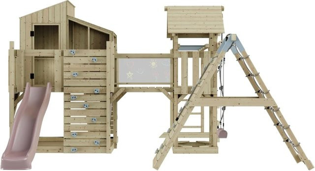 OutdoorToys Spielturm Liv mit Kinderschaukel in Pink und Multicolour aus Holz und verzinktem Stahl - Bild 1